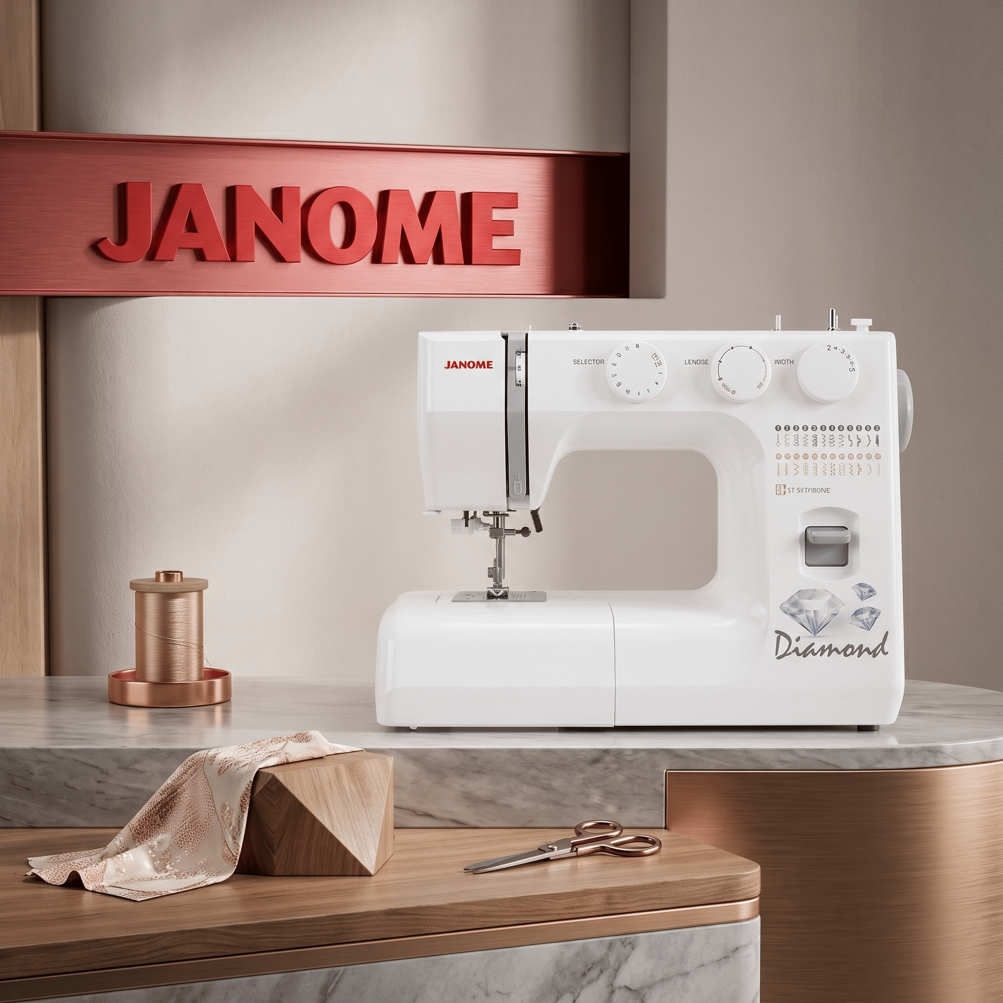 จักรเย็บผ้า JANOME รุ่น OMJ743DM DIAMOND แมคคานิค สีขาว (กระเป๋าหิ้ว)_4